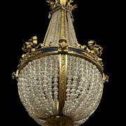Hot air balloon chandelier in gilded bronze Louis XVI style of Napoleon III period