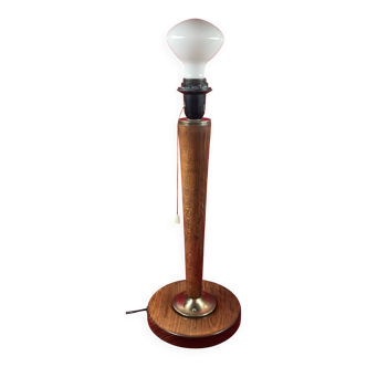 Antique wooden and metal lamp base, functional, vintage decor