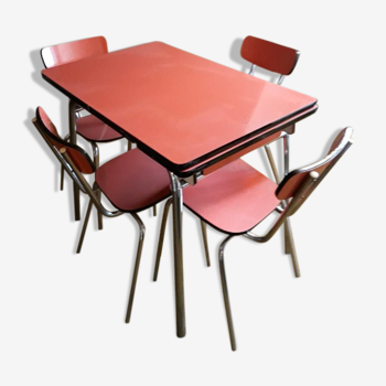 Red formica table with 4 chairs