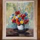 Tableau, huile sur toile -"Bouquet de fleurs"