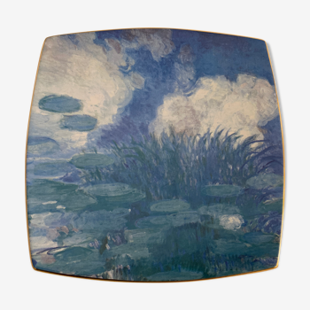 Vide poche ou assiette en porcelaine de Lunéville Saint Clément, décor Nymphéas de Claude Monet
