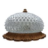 Plafonnier vintage en verre pointe diamant Limburg a610 doré texturé