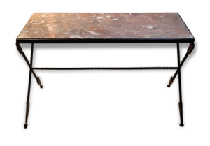 Table basse acier et marbre années 1960