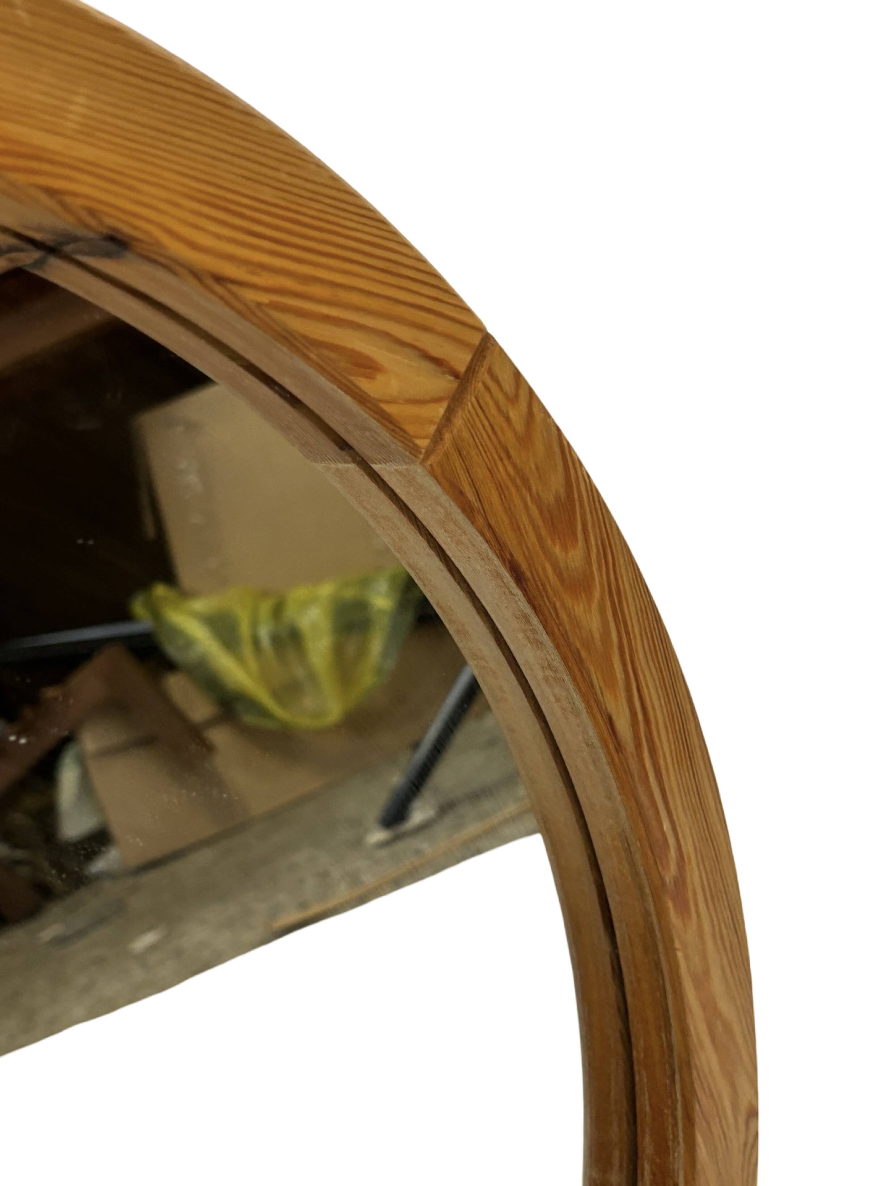 Vintage 70s round pine mirror Swedish design