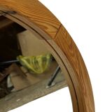 Vintage 70s round pine mirror Swedish design