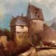 Paysage animé, huile sur toile XIXe