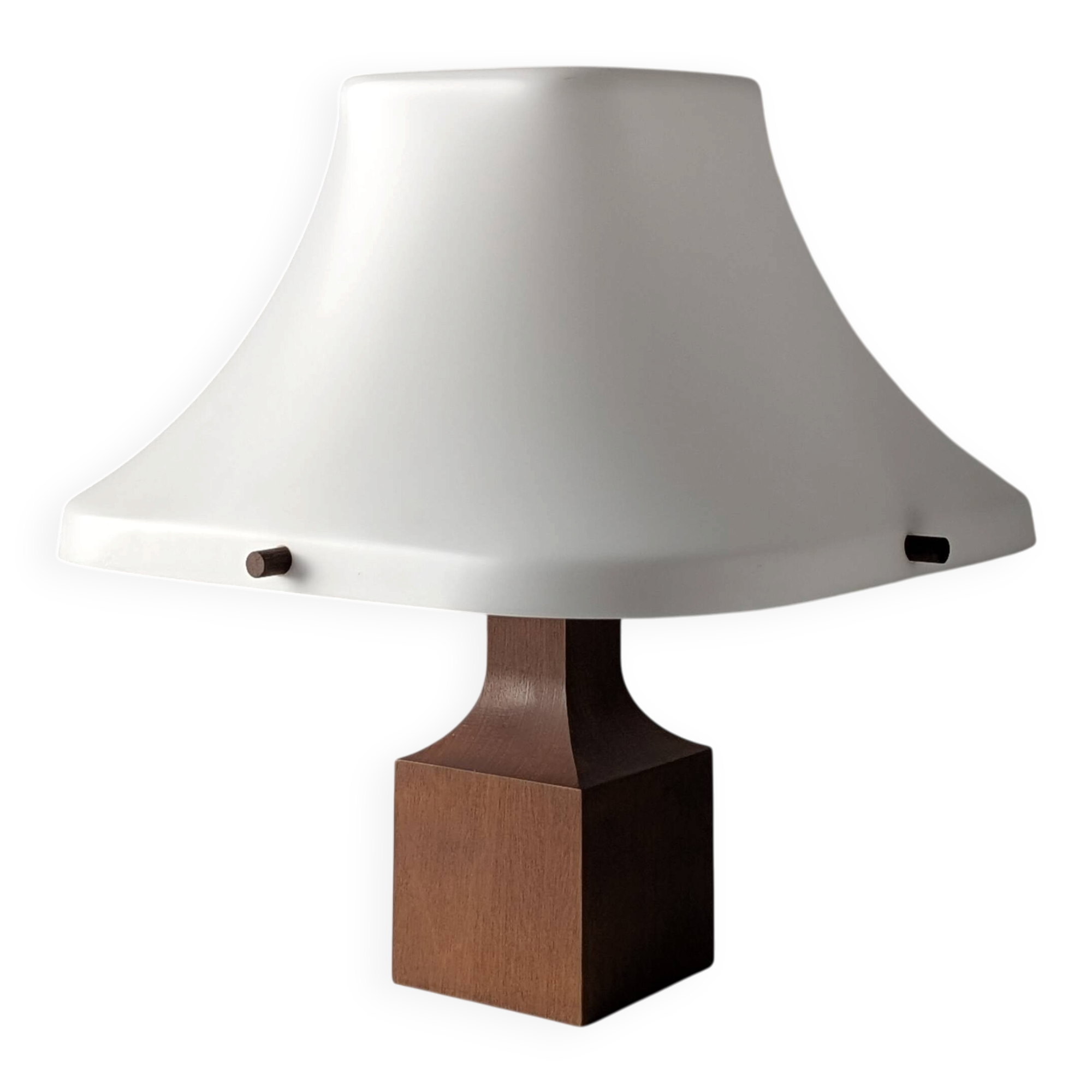 Danish teak table lamp with flared methacrylate shade 1960s
