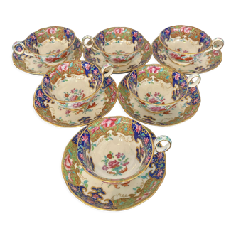 Set 6 cups and ss cups English porcelain mid-nineteenth