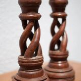 Paire de bougeoir bois torsadé, bougeoir bois, bois sculpté, porte-bougie bois, déco intérieur