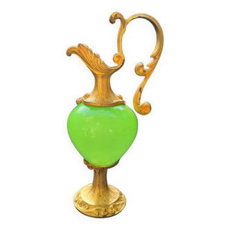 Ewer in bronze and green opaline (uraline/uranium) early 19th century