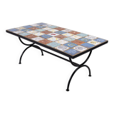 Wrought iron and ceramic coffee table, French work, 2013