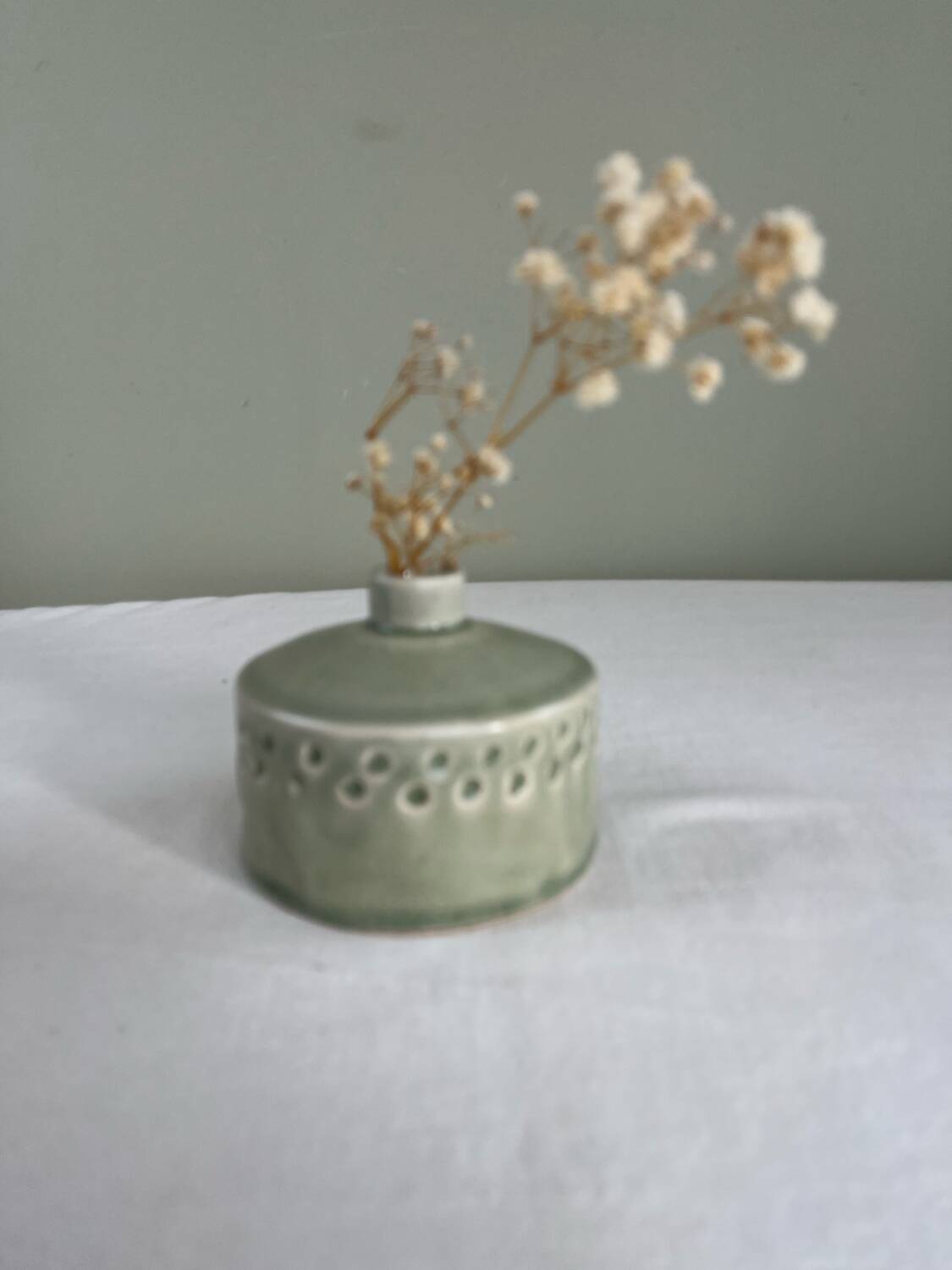 Celadon green artisanal vase