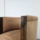 1940s Art Decò armchair in walnut and velvet