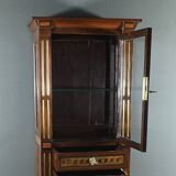 Rare small marquetry display cabinet, louis xvi style – mid 19th century