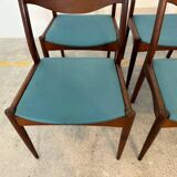 Set of 8 Vintage Danish Chairs by Søren Ladefoged – Teak & Blue Fabric