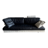 BnB Italia Sity 2-seater leather sofa — black seat with white leather base