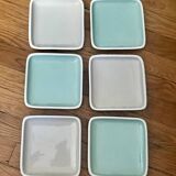 Turquoise and grey square dessert plates