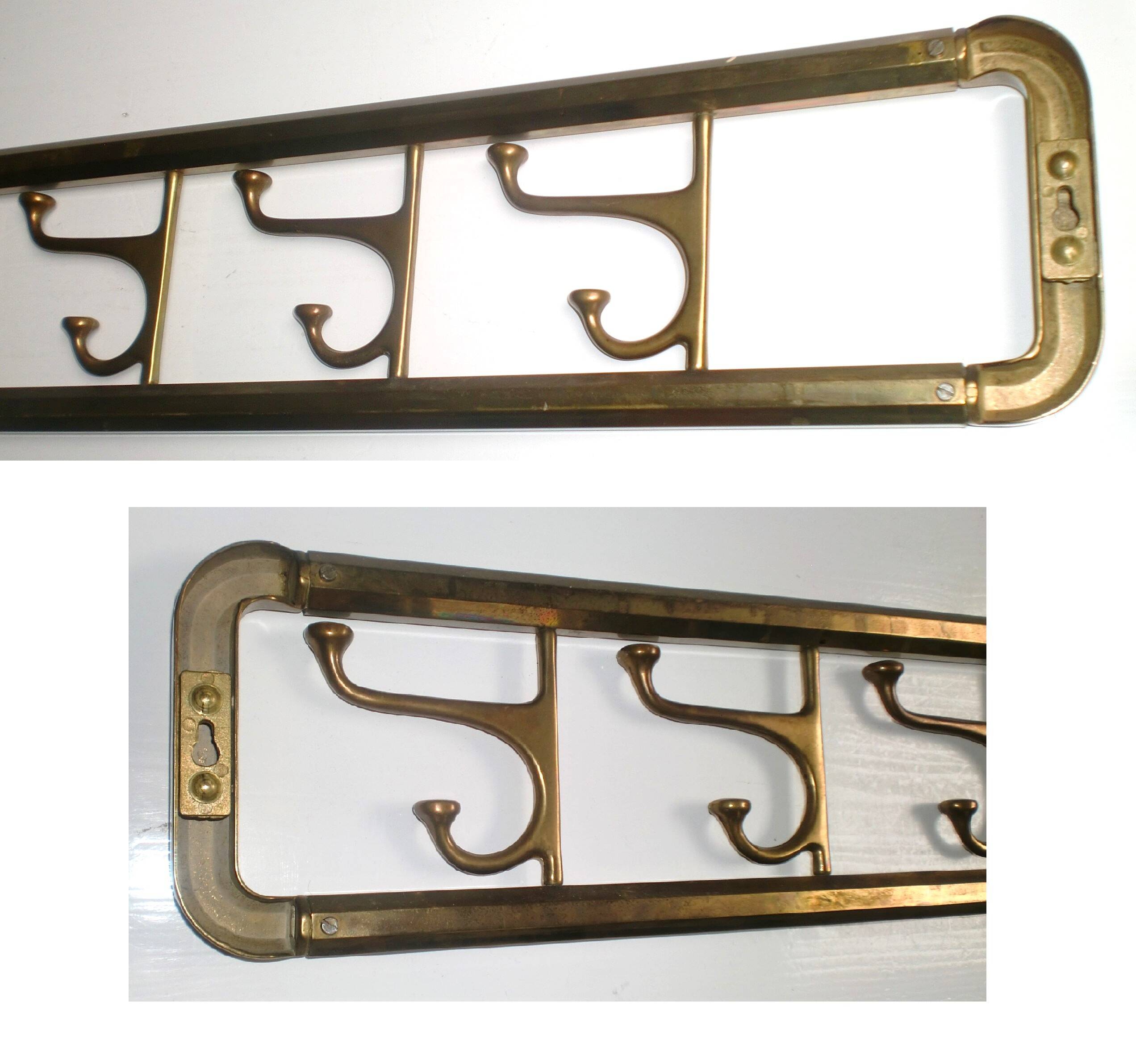 Art-Deco brass Coat Rack  &  2 Hangers, France, 1940s