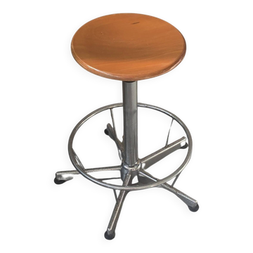 Sgabello Technique Industriel Bois et Métal (Réglable)