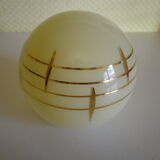 Table lamp, art deco, marble, opaline, bronze patinated metal decoration, switch