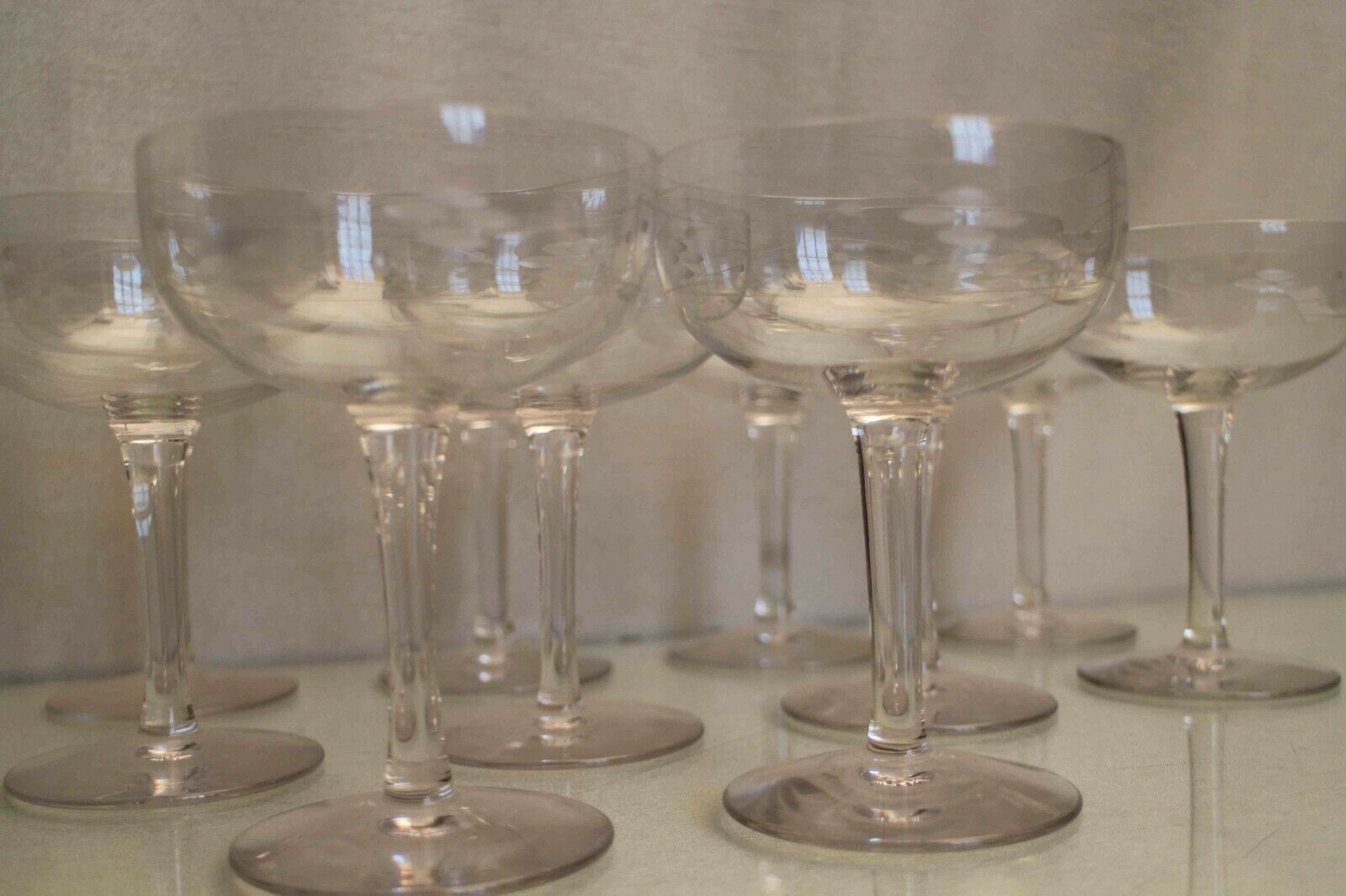 Suite of 12 crystal champagne glasses
