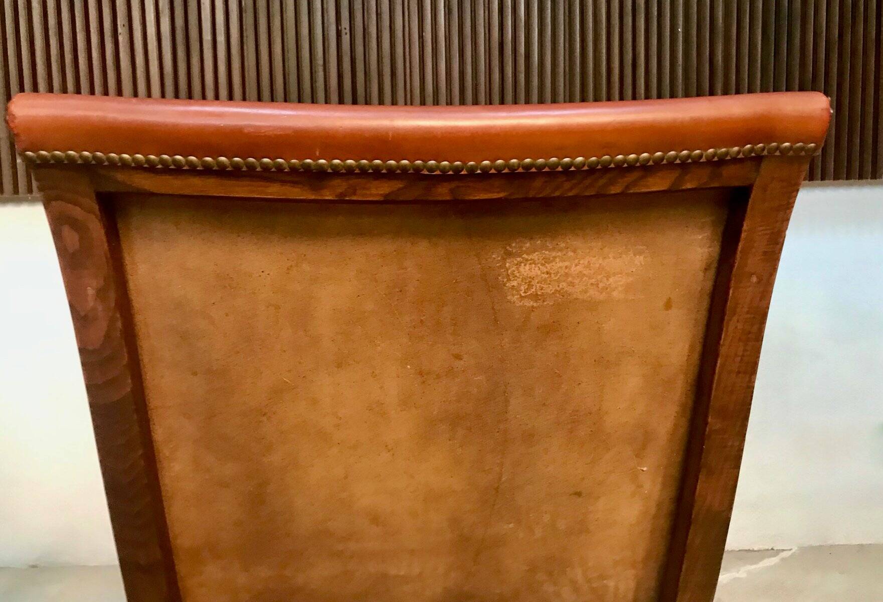 Set of 2 Spanish high-back leather slipper chairs by Pierre Lottier, 1950s