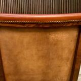 Set of 2 Spanish high-back leather slipper chairs by Pierre Lottier, 1950s