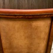 Set of 2 Spanish high-back leather slipper chairs by Pierre Lottier, 1950s