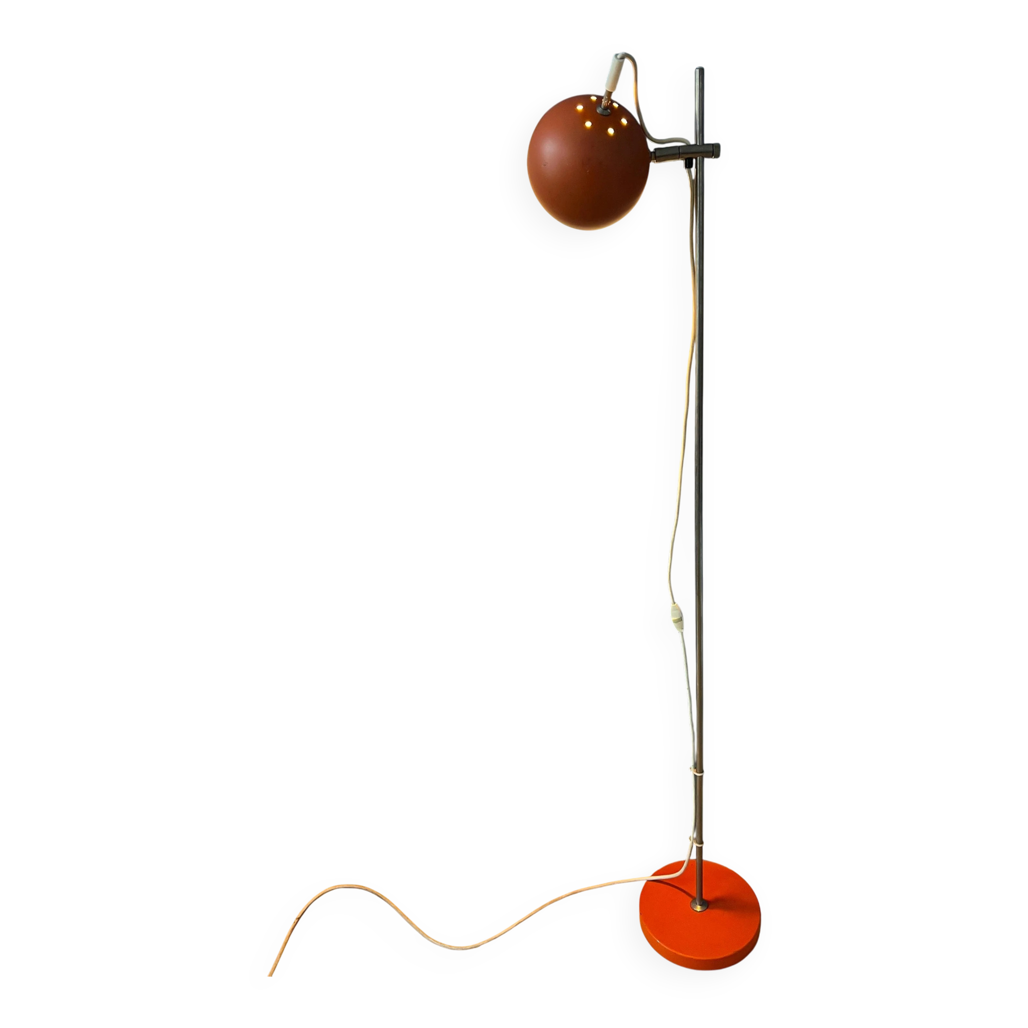 Mid-Century orange floor lamp with "eyeball" shade