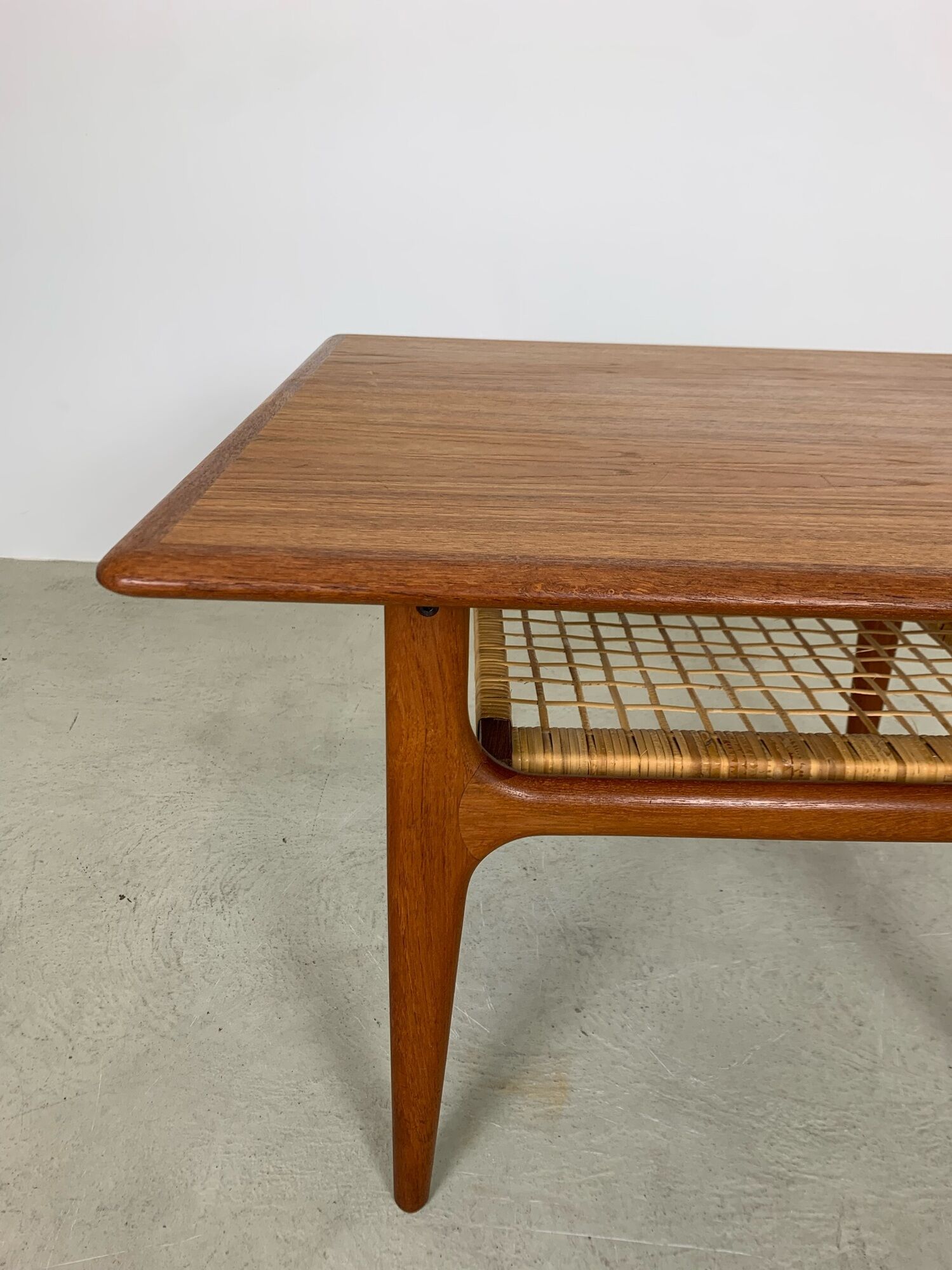 MidCentury Teak Coffee Table with Seagrass by Trioh Denmark, 1960s