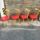 (Lot) 4 Baumann Chairs Compass Legs Vintage Red