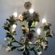 Vintage Italian chandelier in porcelain and tin from the 1950s.