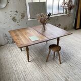 Walnut farmhouse table with swivel and extendable top