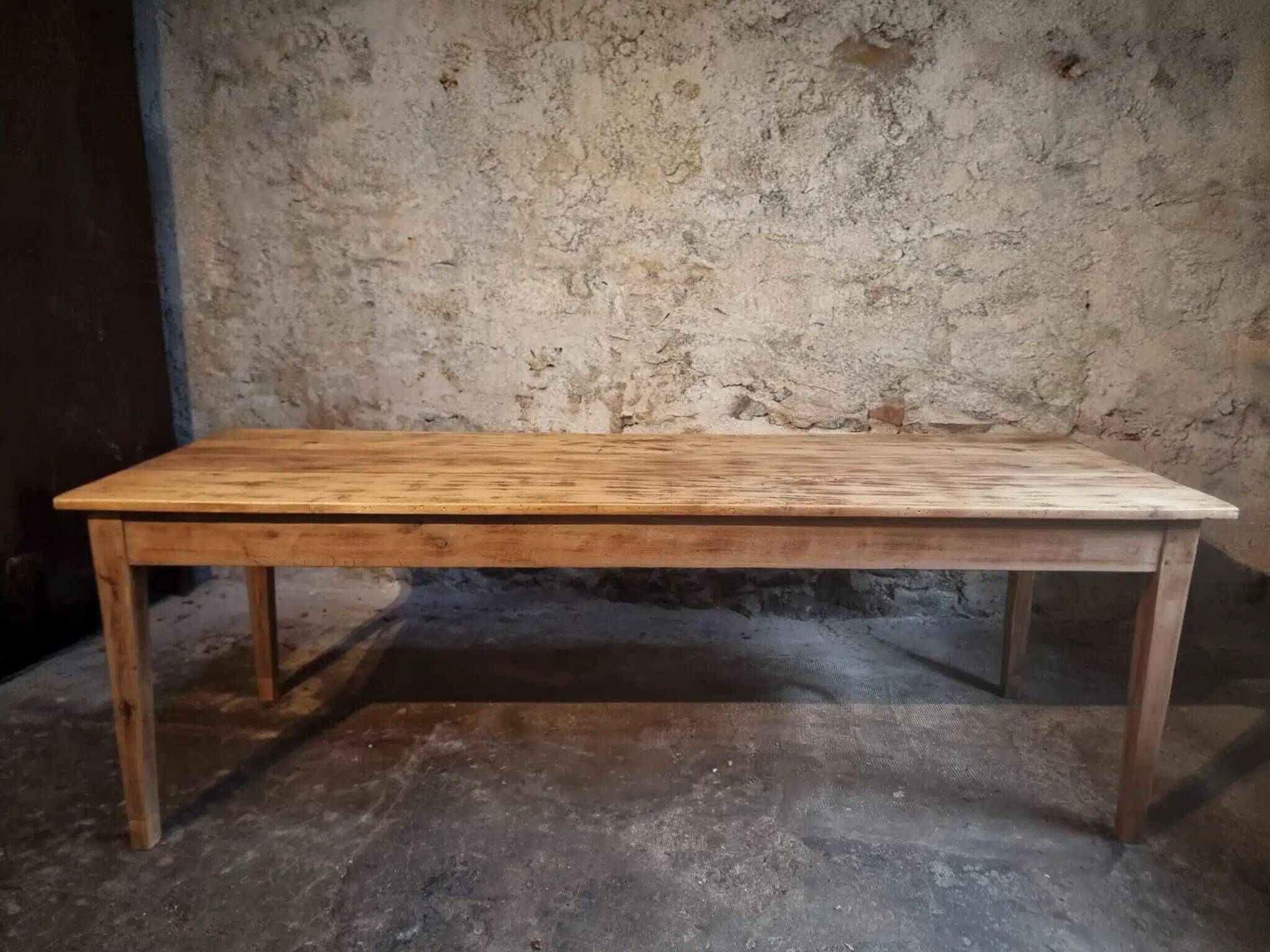 Antique French farmhouse dining table 225 cm – oak and poplar – rustic country table from around 1900