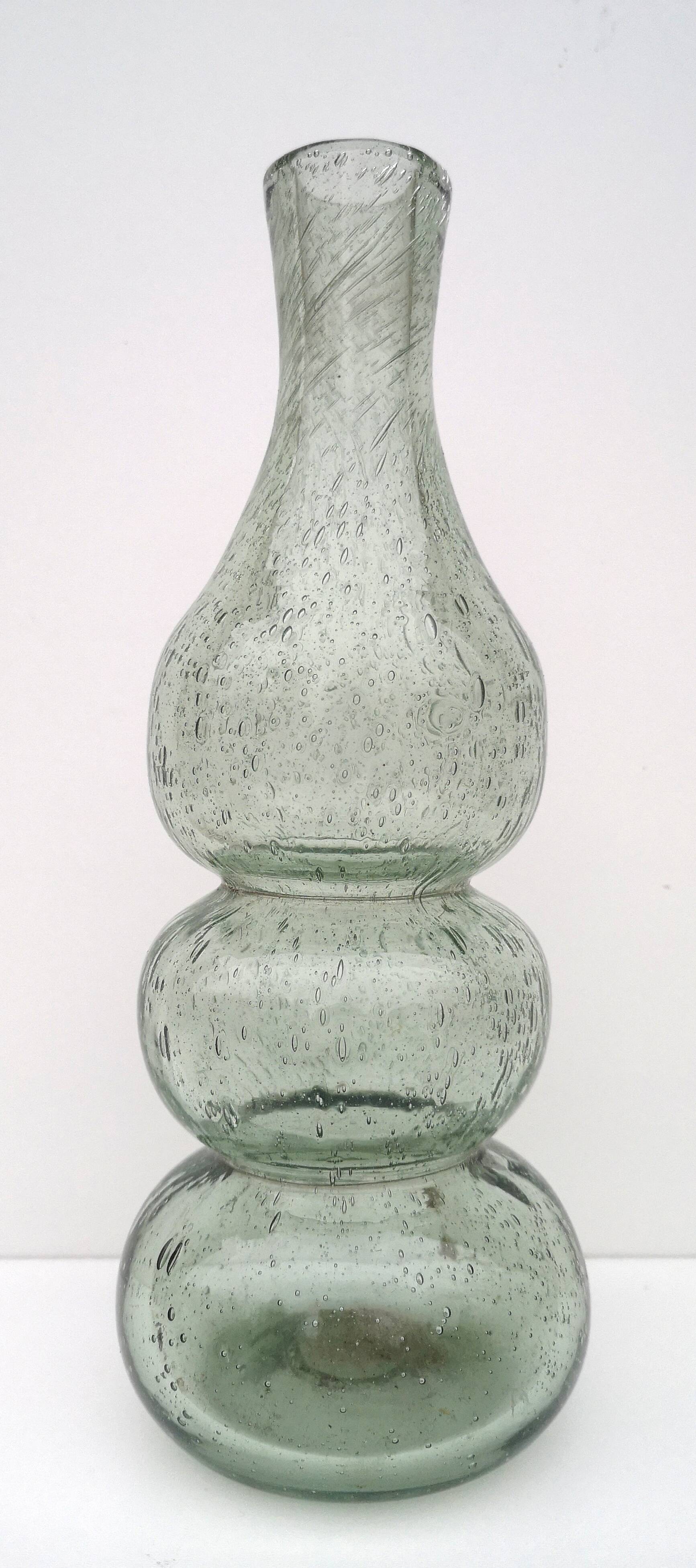 Vase, vintage soliflore in blown glass, bubbled