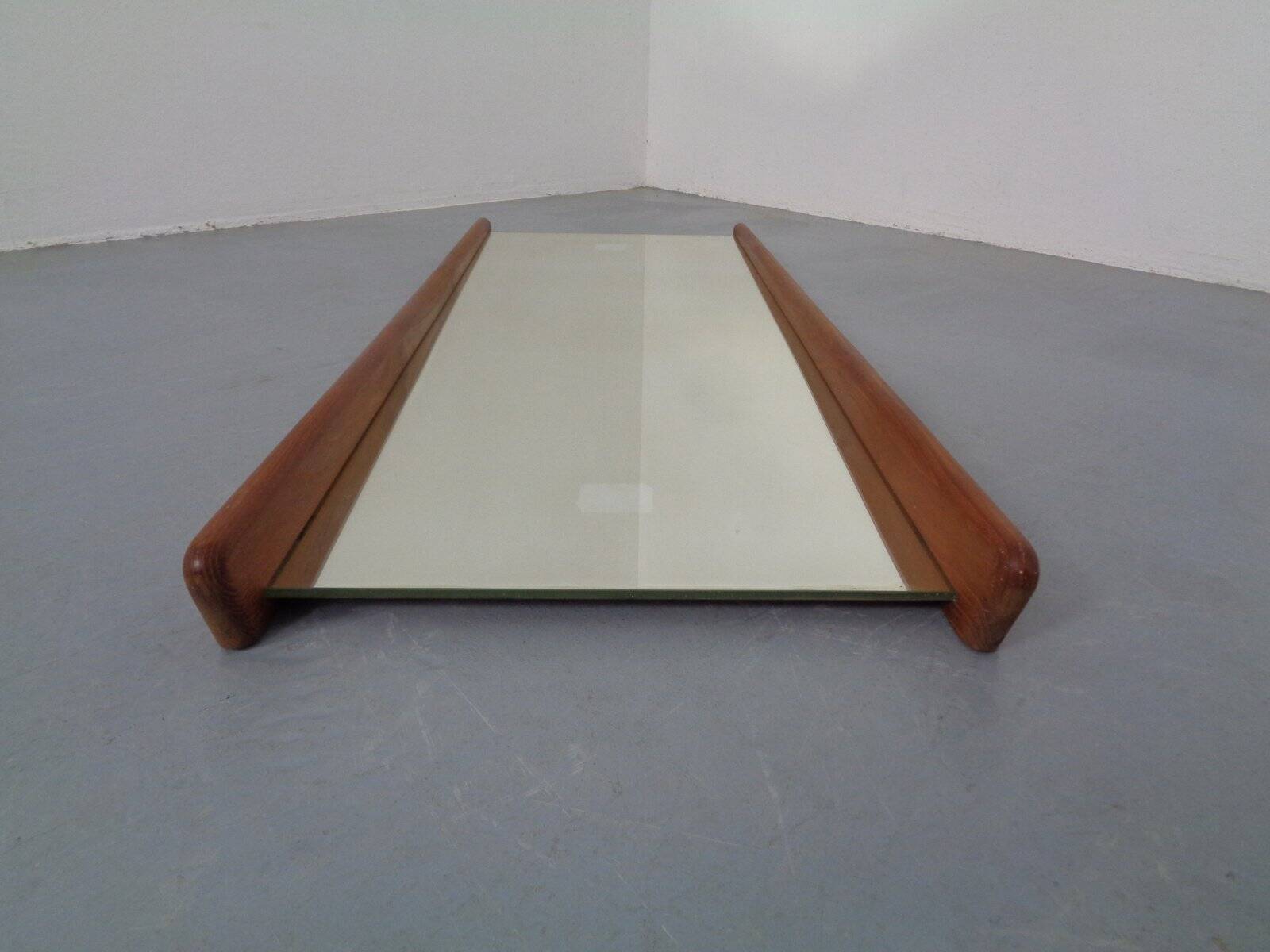Large teak mirror by Uno & Östen Kristiansson for Luxus, Sweden, 1960s.