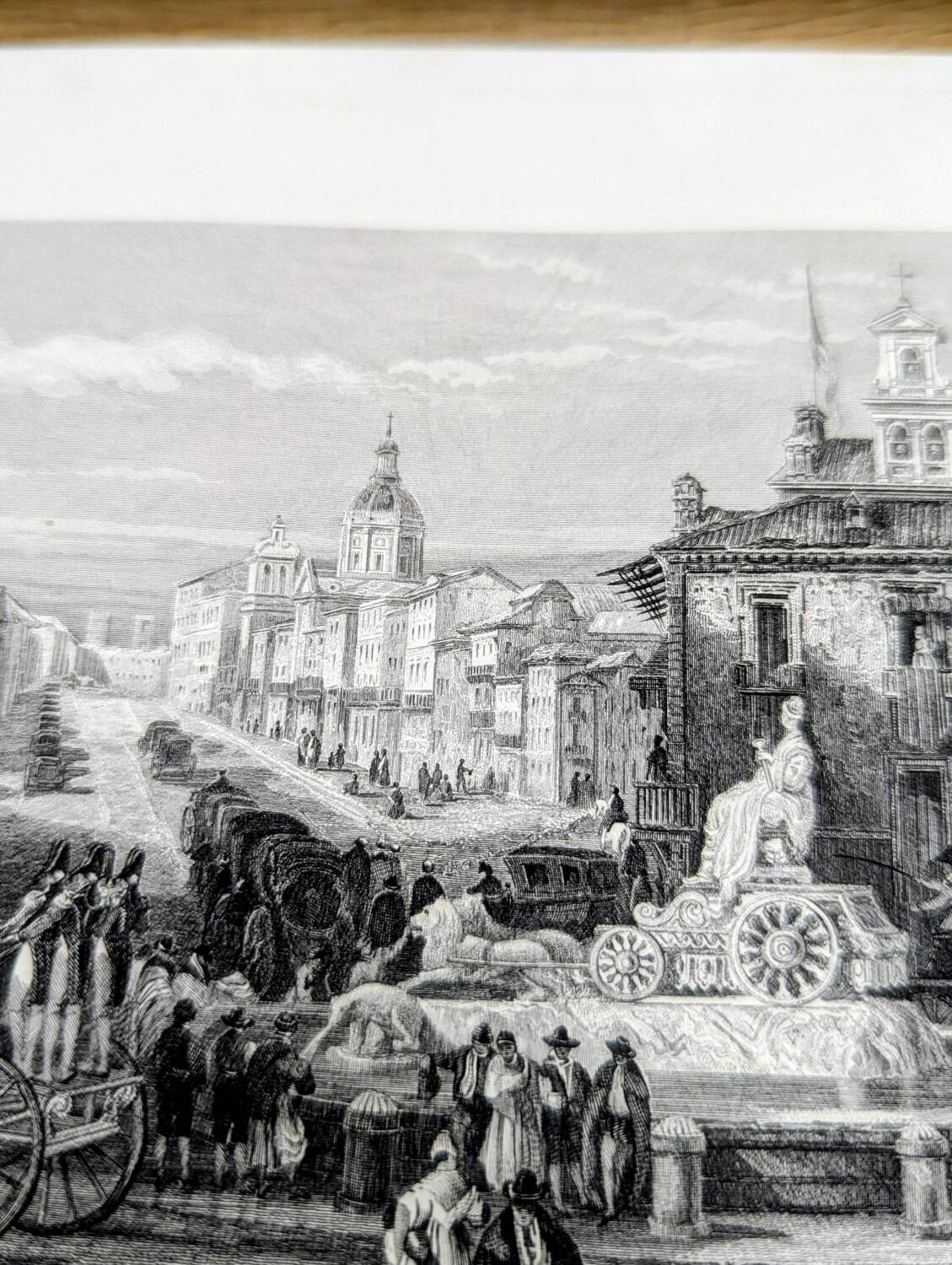 Madrid, Alcalá Street. Old engraving, printed in 1841.