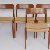 4 chairs model 75 by Niels Møller  1950