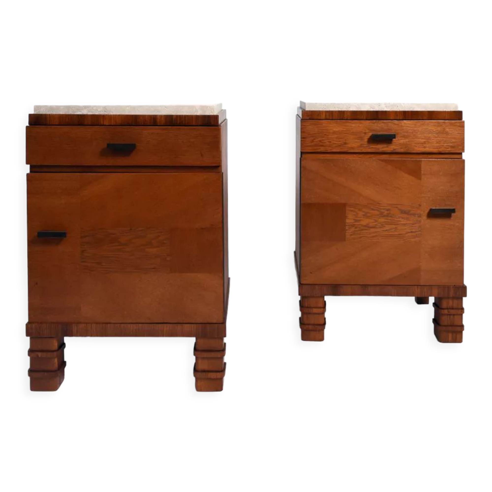 Pair of wooden bedside tables, 1940s.