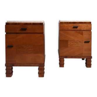 Pair of wooden bedside tables, 1940s.
