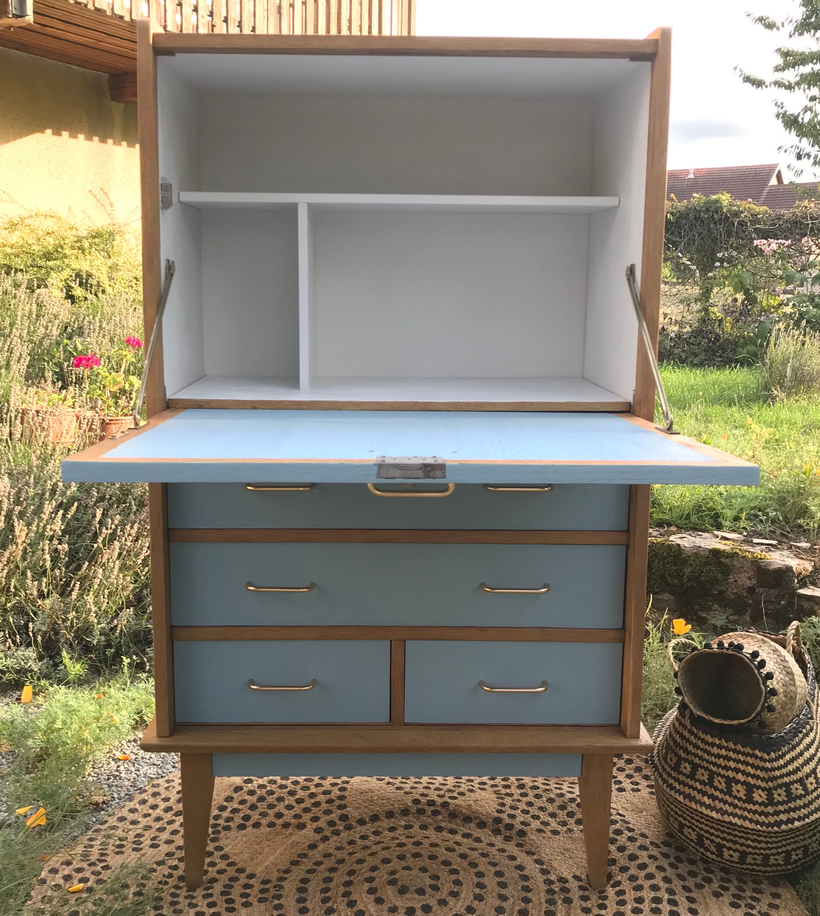 Oak vintage secretary revamped
