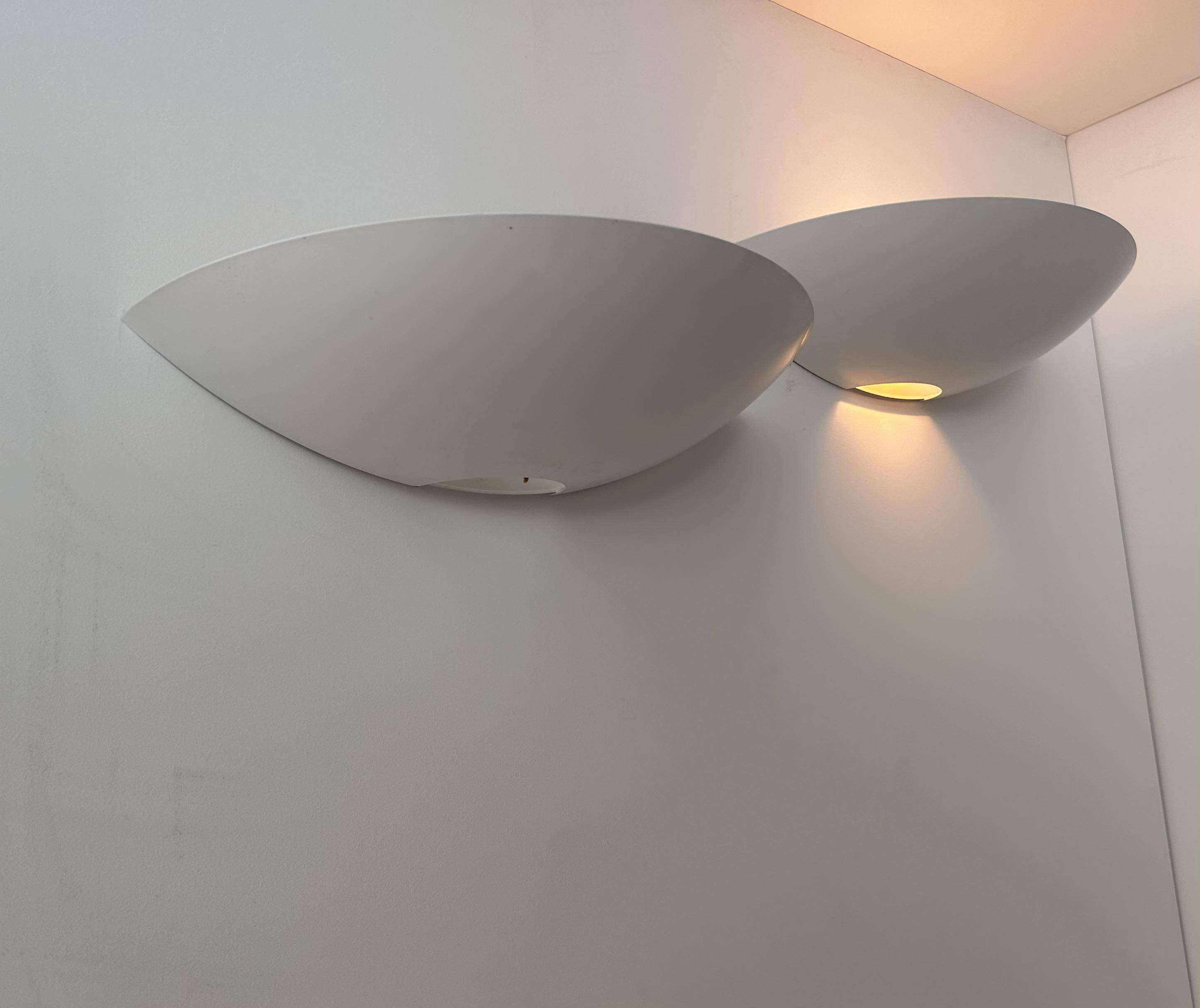 Pair of vintage wall lights, white lacquered metal, Germany 1980s