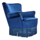 1960s, Danish lounge chair, blue furniture velour, beech wood legs.