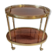 Rolling table dessert in golden brass and solid mahogany 1950/60