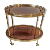 Rolling table dessert in golden brass and solid mahogany 1950/60