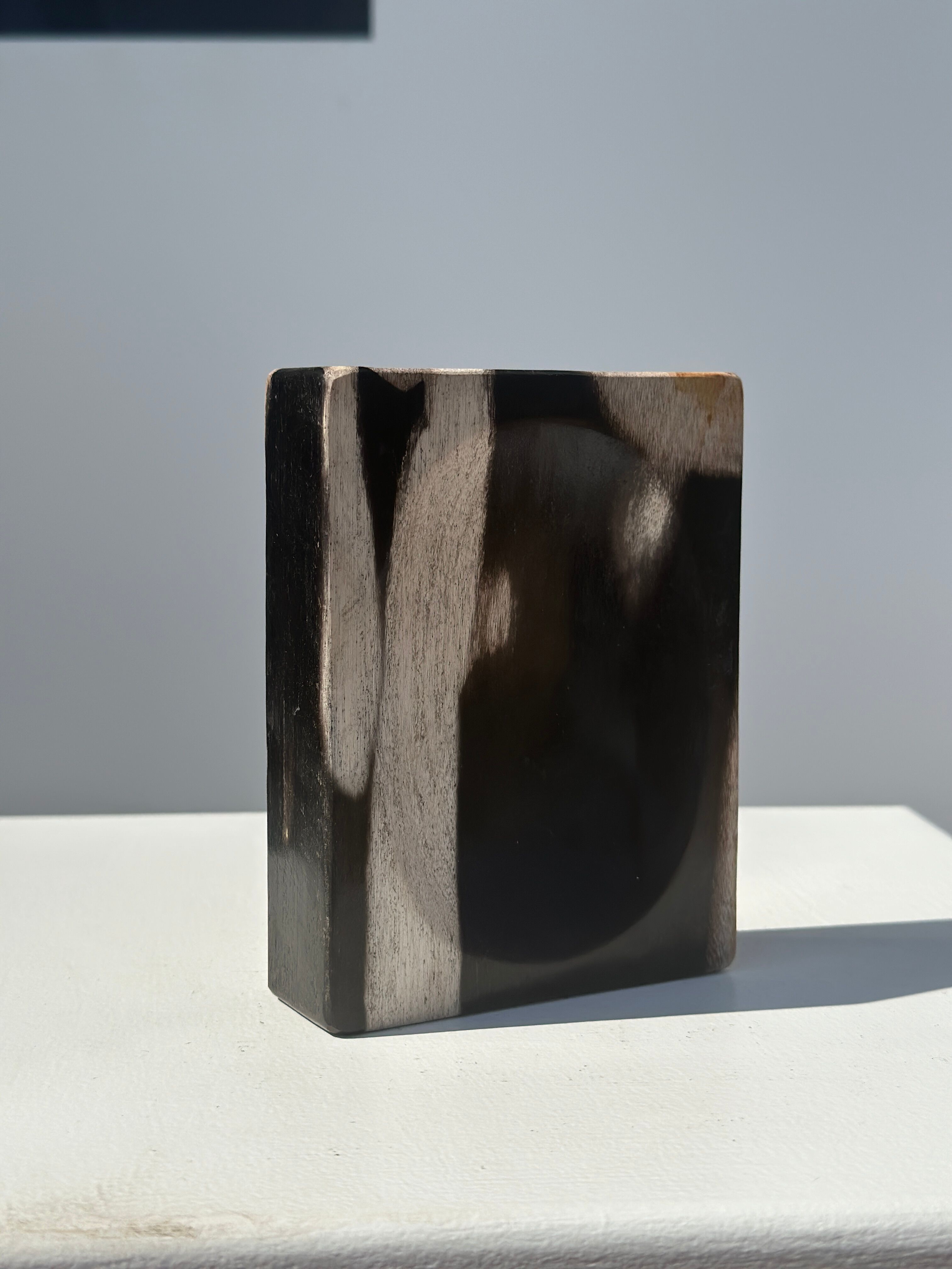 Symmetrical multicolored petrified wood soap dish
