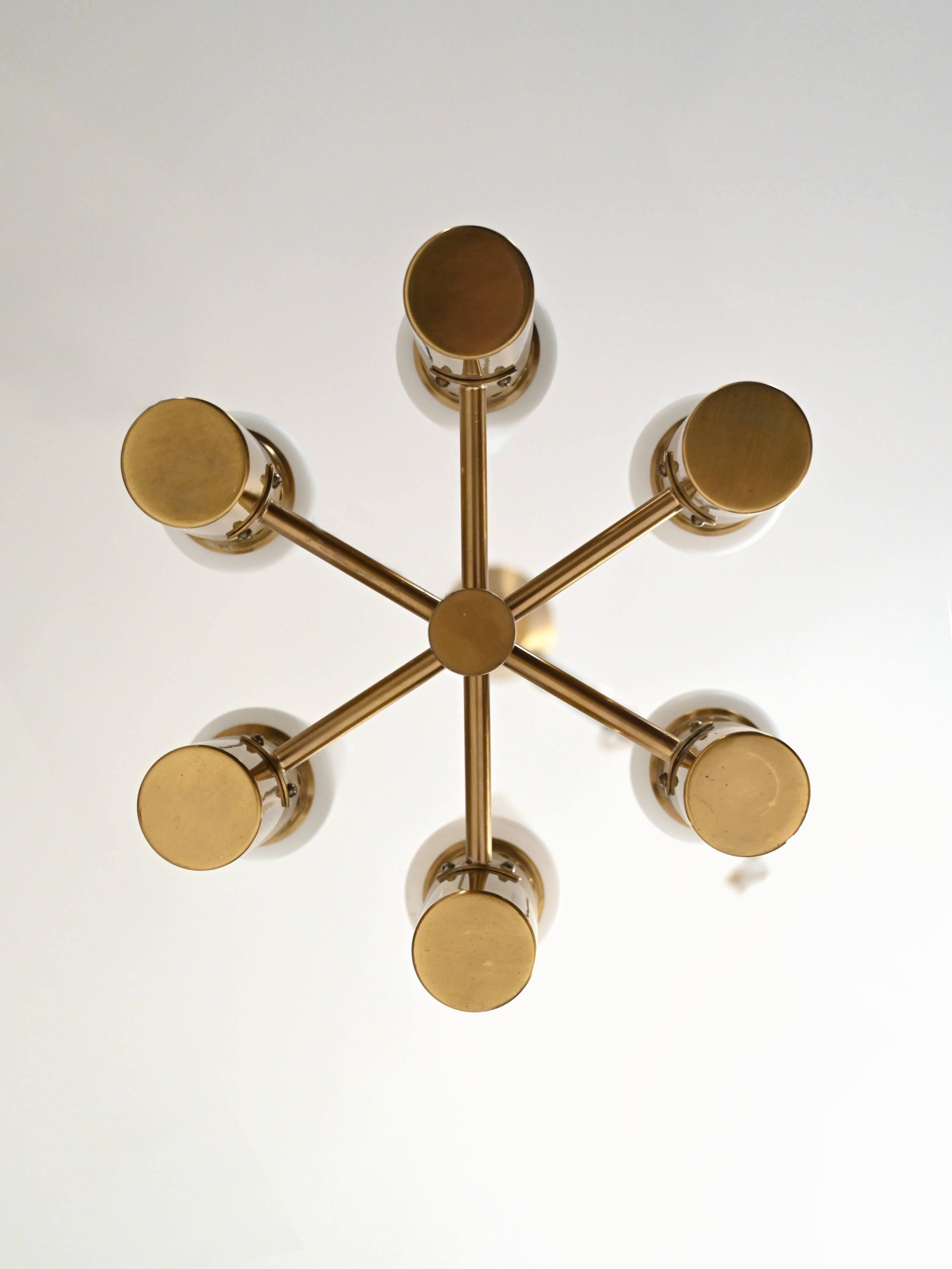 1950s brass and glass chandelier by Hans-Agne Jakobsson