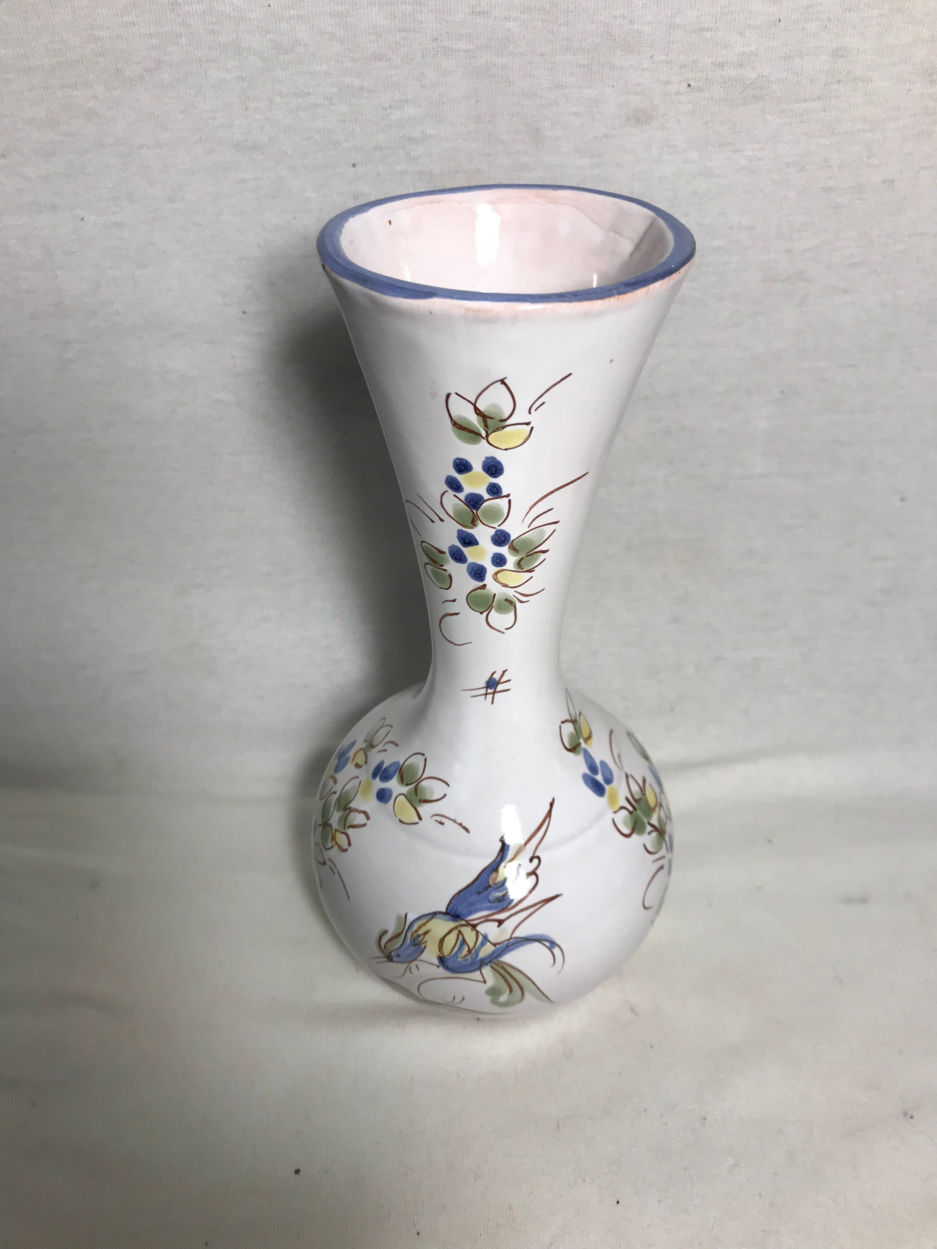 Former Moustiers white painted ceramic vase