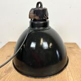 Industrial Bauhaus Black Enamel Pendant Lamp, 1930s