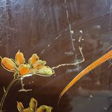 Vintage red / gold Chinese lacquer cabinet with flowers and birds